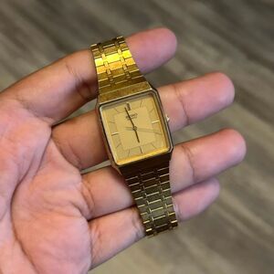 Vintage Seiko Quartz Tank Square Gold Tone 6431-5129 Wrist Watch